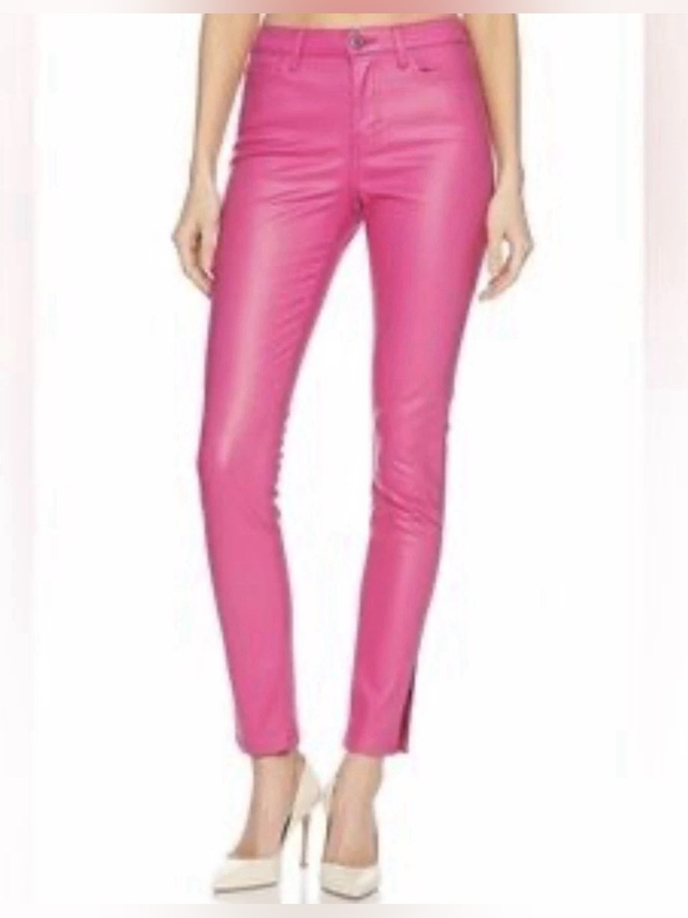 L’AGENCE Margot High Rise Skinny Coated Hot Pink Stretch Jeans